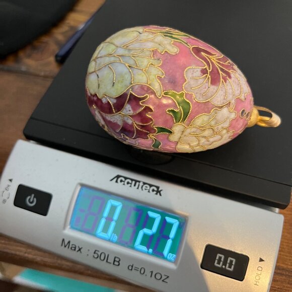 Vintage Cloisonne Goldtone Floral Egg Hanging Ornament Victorian Enameled - Picture 9 of 10